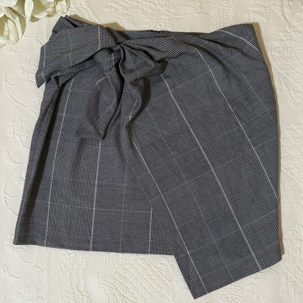 Who What Wear Faux Wrap Plaid Skirt